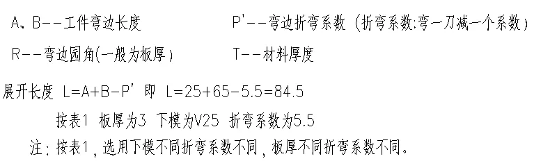 折彎一刀展開圖計算公式<