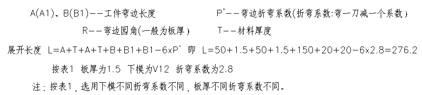 折彎六刀展開計算公式