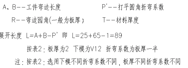 折彎180度展開計算公式