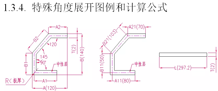 特殊角度折彎展開圖例